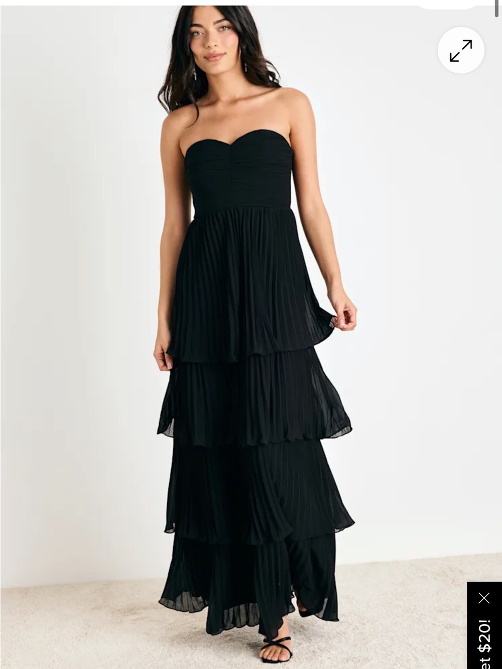 Seriously Sensational Black Strapless Tiered Maxi Dress